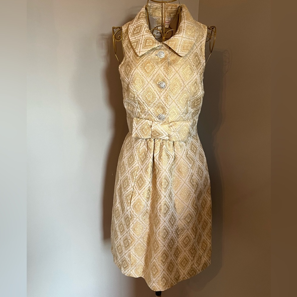 Tracy Reese Gold and Cream Mini Dress